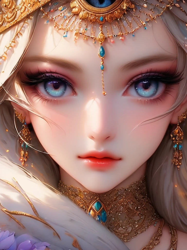 (Close-up image)(A very, very beautiful big eye close-up),(Extremely long eyelashes),(Wearing beautiful makeup)