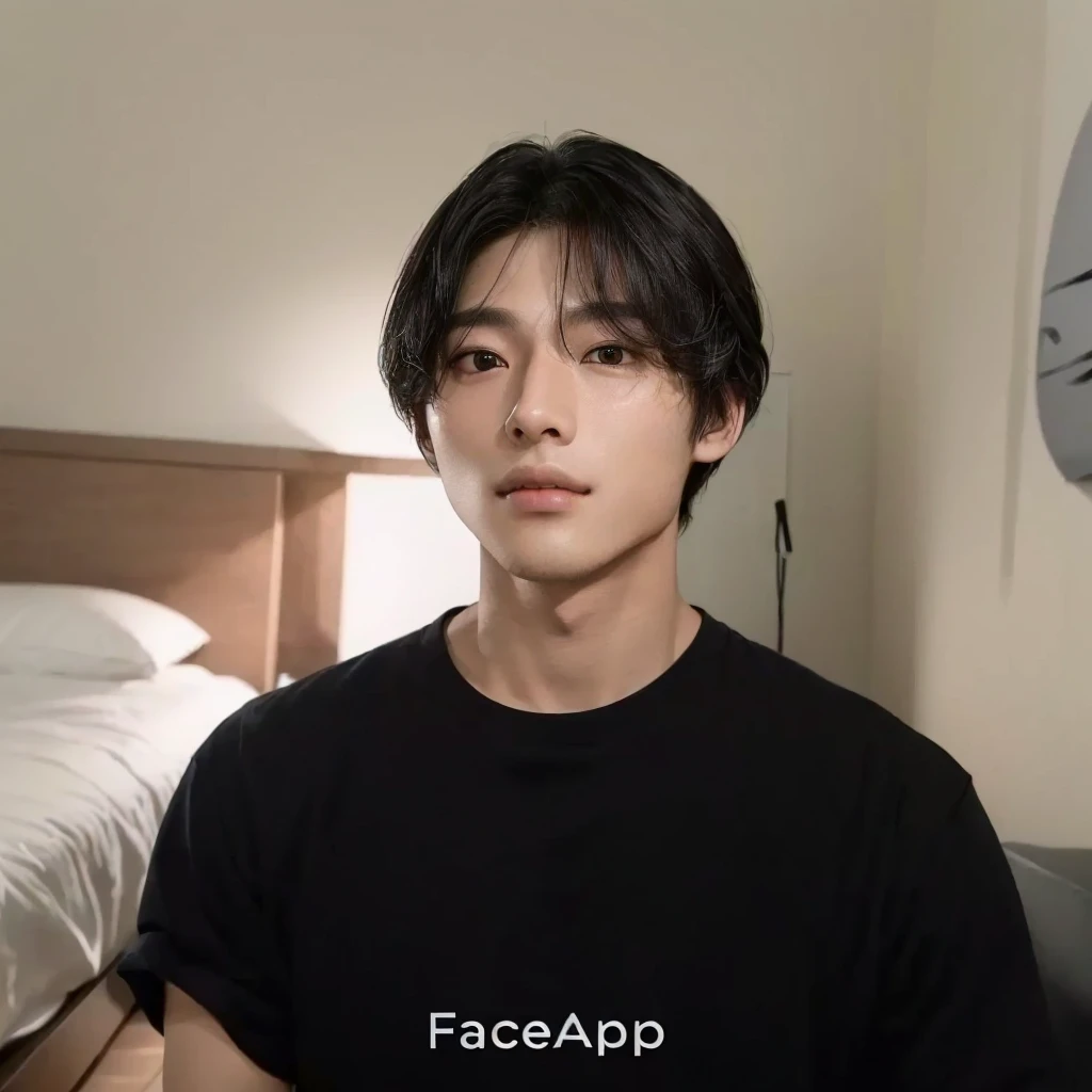 arafed image of a man in a black shirt sitting in a bedroom, perfect face and boy, face with artgram, with accurate face, wan adorable korean face, face picture, perfect face ), handsome face, male ulzzang, perfect handsome face, aesthetic face, handsome face and beautiful face, good looking face, attractive face