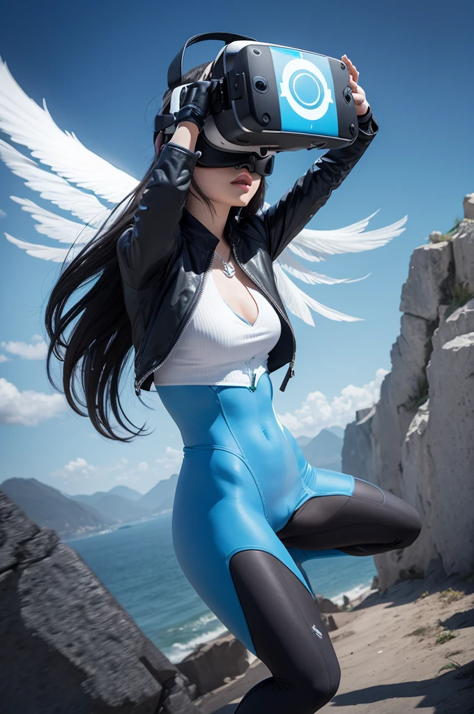 Avatar of a woman Virtual reality (VR) and Augmented Reality (midair), estilo magalu