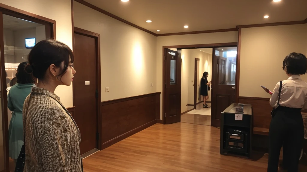 During the party、A woman stands at a distance