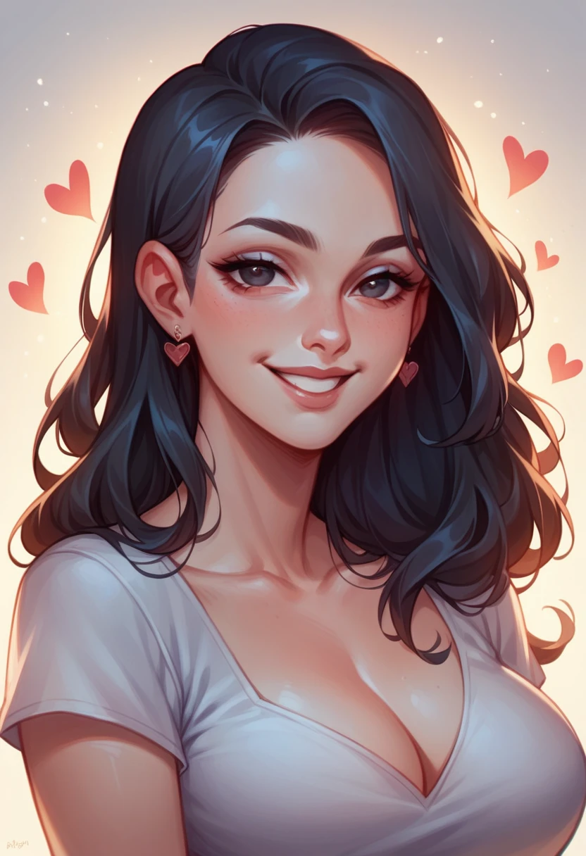 masterpiece, Superior Quality, Super detailed, 8k rendering by CG Unity, A woman looking straight at the observer, Summer Courses, Seductive and happy look, In the heart of Paris, smile, Long black hair and cowboy style.