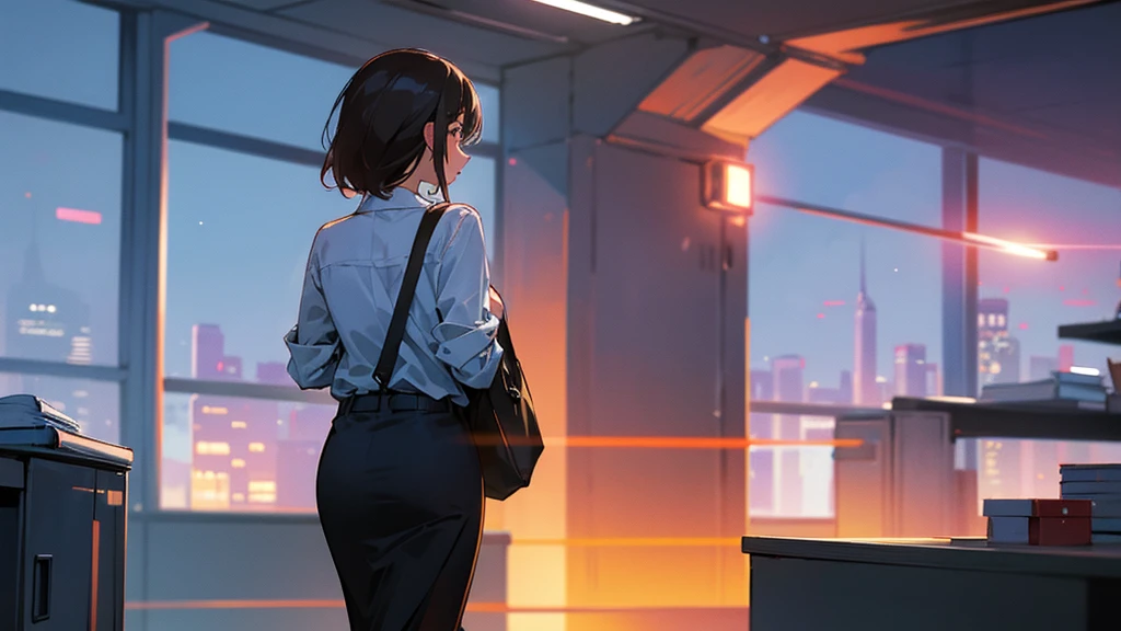 An office lady returning home at night