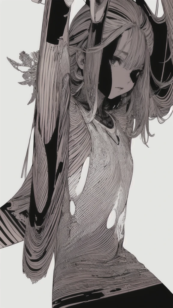 leaning back with hands out in the air,girl、high school girl、(masterpiece, highest quality, official art:1.2), (flat color:1.5),(colorful),looking at the viewer,1 girl,alone, white background, ,(2D:1.5) ,NSFW