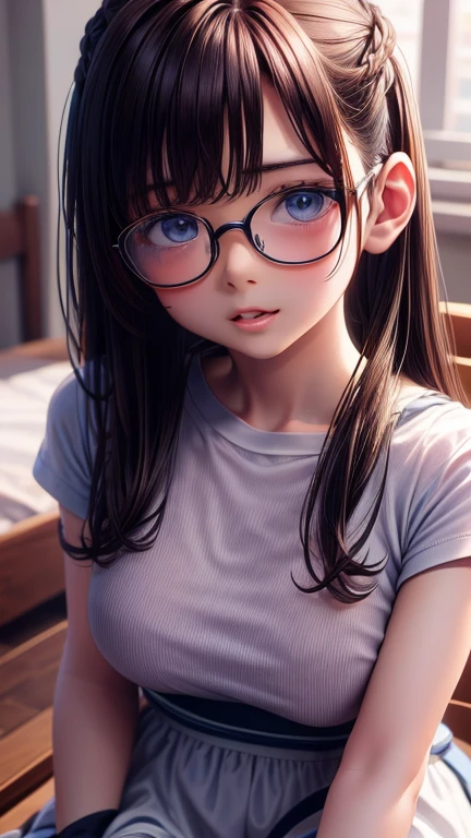 View your audience,Leaning forward,(Random cute clothes),(Random animation pose),(Thin type),(Large Breasts),(Random hairstyle),(Best image quality, (8K), Ultra-realistic, 最high quality, high quality, High resolution, high qualityの質感, Attention to detail, Beautiful details, Fine details, Extremely detailed CG, Detailed Texture, Realistic facial expressions, masterpiece, in front),(Wearing glasses:1.1)