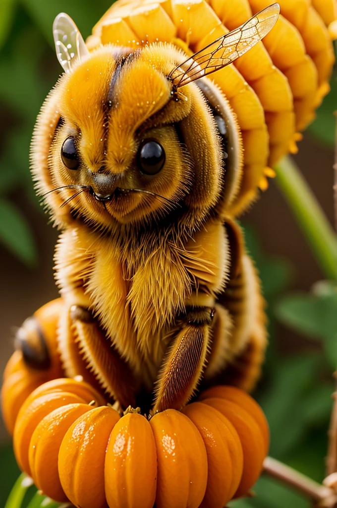 Cute animated honey bee of orange and tele colour