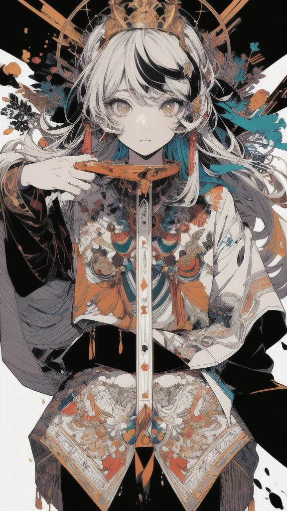 leaning back with hands out in the air,girl、high school girl、(masterpiece, highest quality, official art:1.2), (flat color:1.5),(colorful),looking at the viewer,1 girl,alone, white background, ,(2D:1.5) ,NSFW