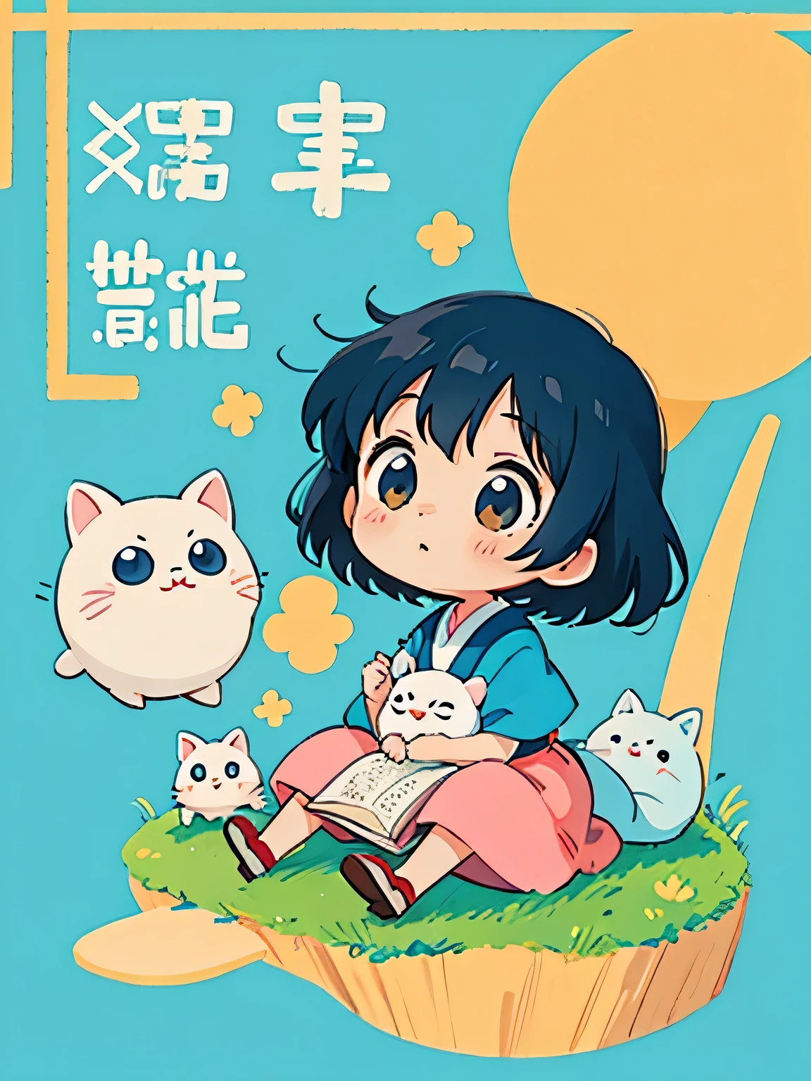 Hayao Miyazaki style、Kawaii Design, The most beautiful girl of all time、chibi, トトロの森