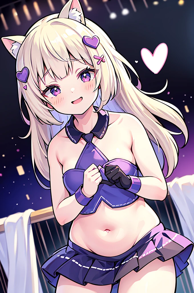 Cute  girl with skirt belly punch in the corner of the ring,((masterpiece)),long hair,beautiful white skin、 ((charming))、happy smile、perfect proportions、(((Kickboxing)))、(((Mixed wrestling))), cute woman, baby face, BREAK source_anime, high detail, looking at viewer,POV, large chest, best quality, highly detailed, young face, white background,Droopy eyes,relaxed face,she attacks,frilly skirt,heart hair ornament
