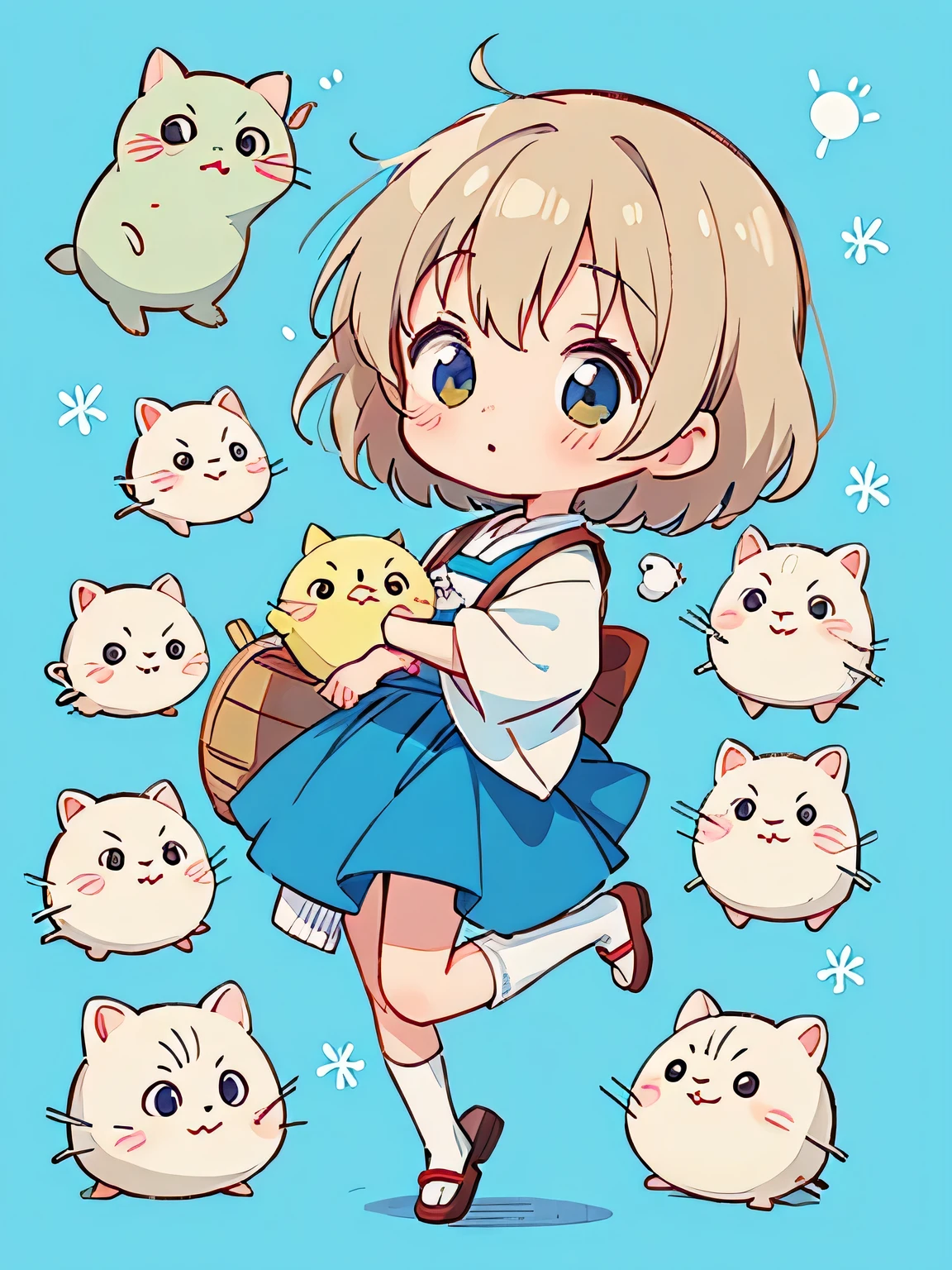 Hayao Miyazaki style、Kawaii Design, The most beautiful girl of all time、chibi, トトロの森