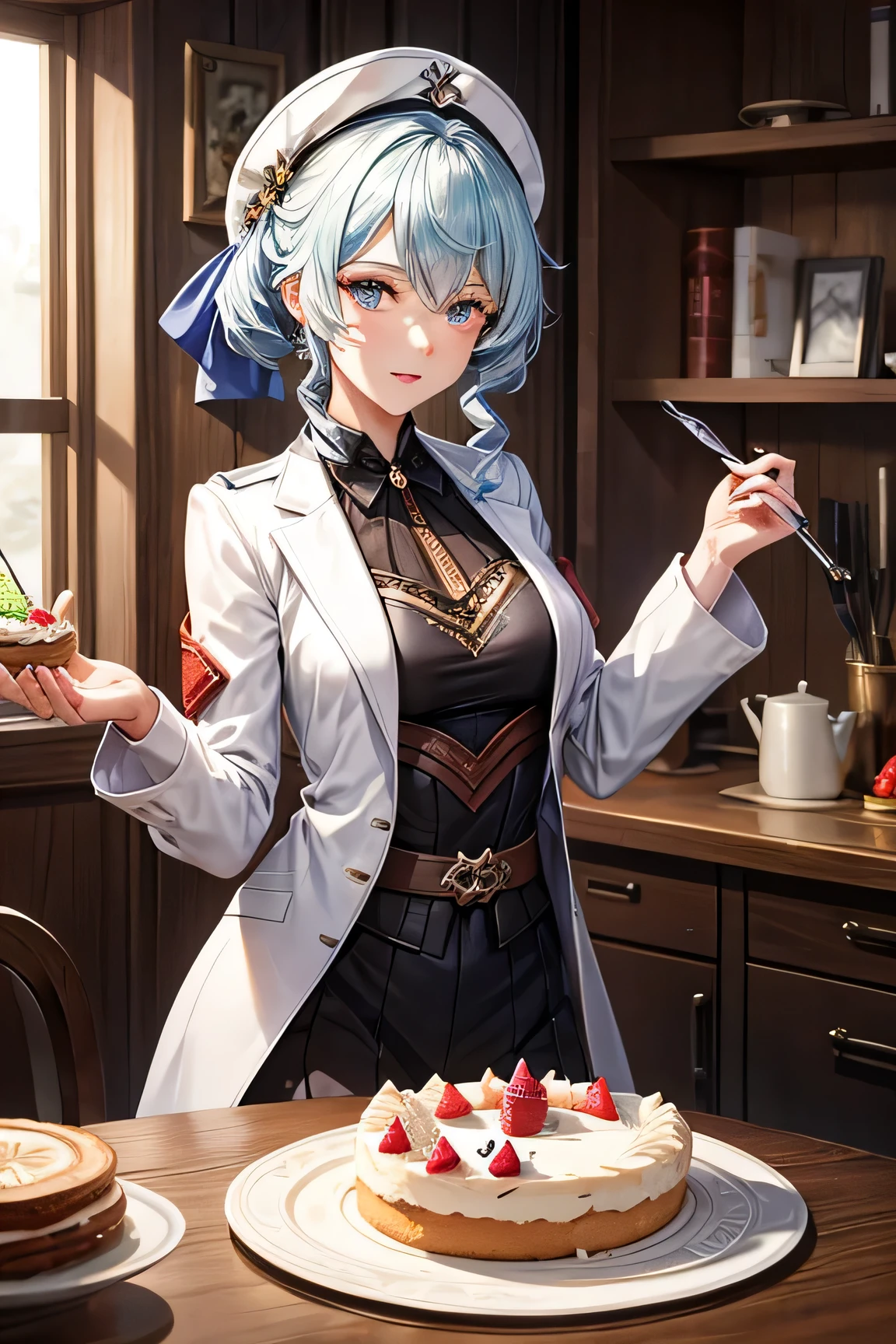 Character Eula Lawrence in game genshin impact gift me a birthday cake