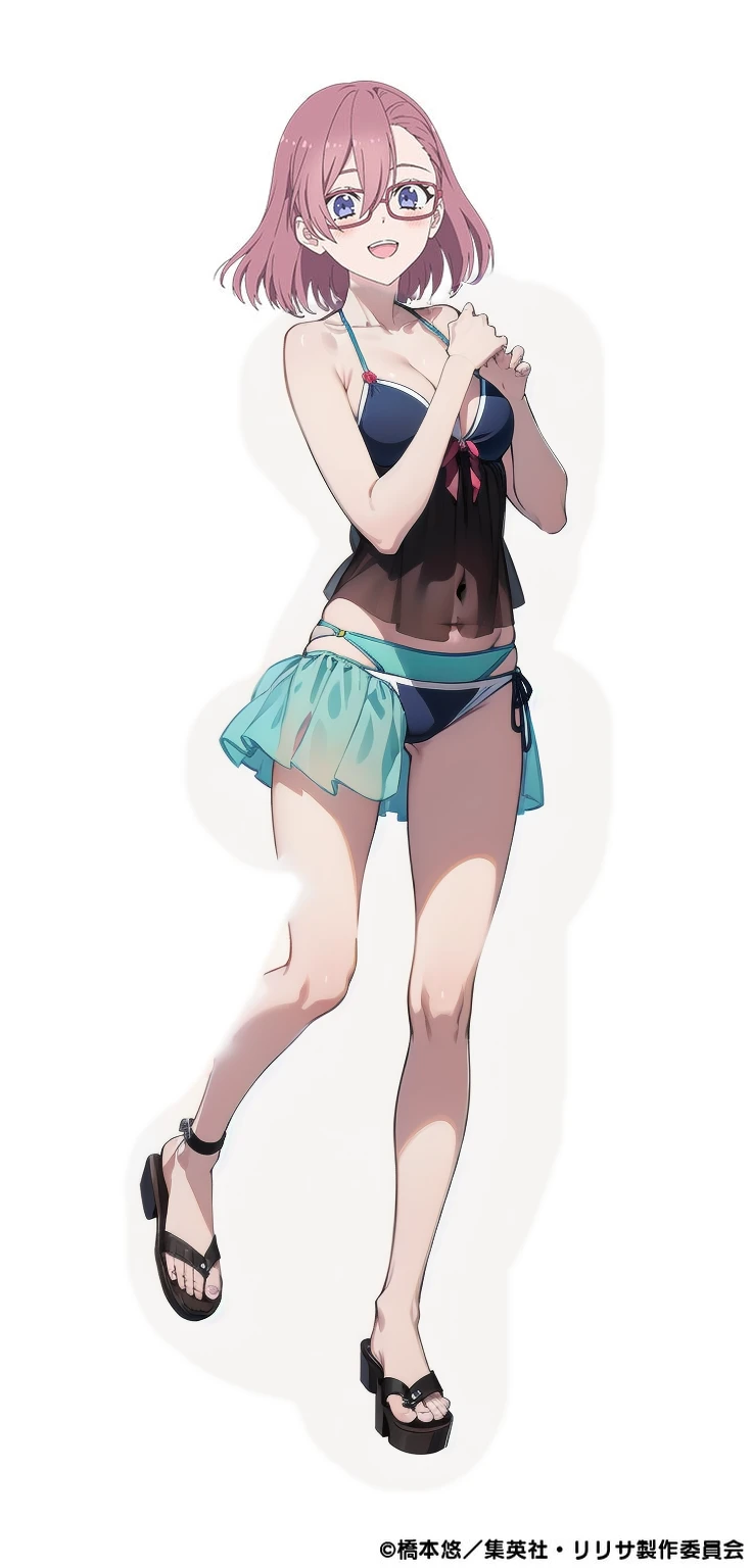 best quality,ultra high res,1girl,solo,white background,full body,JK,silver hair,blue eyes,expressionless,bikini,sitting,