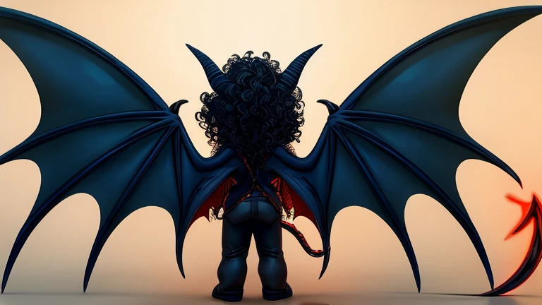 A curly-haired hedgehog with needles, with big eyes, and ((demonic wings on his back)). stylization, hyperdetalization.16k