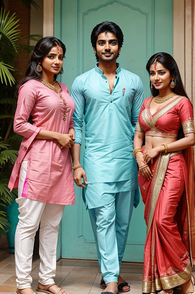 Aman and Gaurav meet with their wives, Neha and Mohini, respectively.