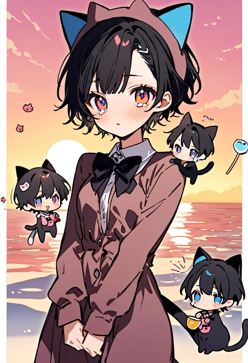 masterpiece, Highest quality, Illustration of the novel, High resolution, 18+ Adult content, Sensual, Intimate, Emotional, Passionate, romantic, sweet, Adorable, Innocent, Pure, Charmな, Charmな, Charm, mysterious, Charmな, Charmな, Immersive, Charmな, dream-like, Surreal, Imaginative, Whimsical, Artistic, Avant-garde, timeless, elegant, Sophisticated, chic, Sophisticated, personality, original, Charmな, ((chibi,Cute Lori:1.3)),nsfw, ((Cat costume:1.3)),((Beautiful Tears)),((Sunrise Time/Sunrise time/sunrise time:1.3))