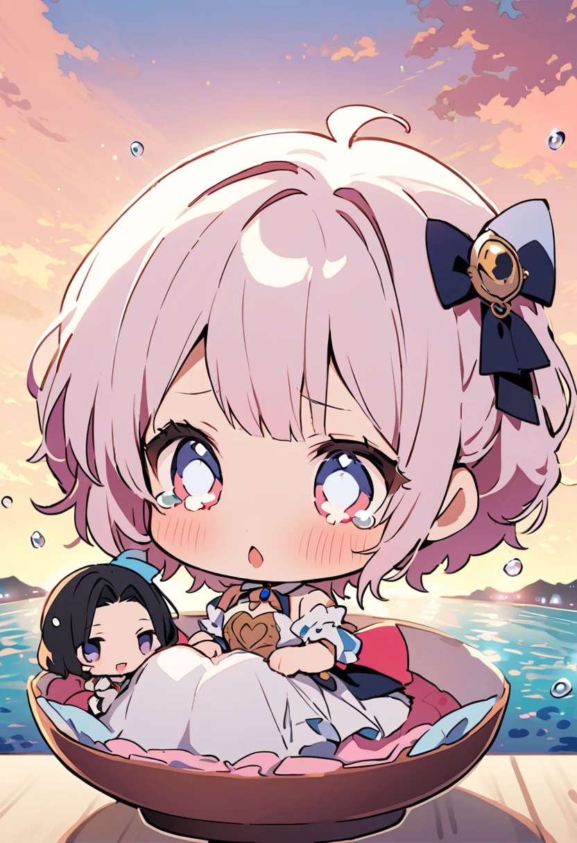 masterpiece, Highest quality, Illustration of the novel, High resolution, 18+ Adult content, Sensual, Intimate, Emotional, Passionate, romantic, sweet, Adorable, Innocent, Pure, Charmな, Charmな, Charm, mysterious, Charmな, Charmな, Immersive, Charmな, dream-like, Surreal, Imaginative, Whimsical, Artistic, Avant-garde, timeless, elegant, Sophisticated, chic, Sophisticated, personality, original, Charmな, ((chibi,Cute :1.3)),nsfw, ((Sunrise Time/Sunrise time/sunrise time:1.3)),((Beautiful Tears))、