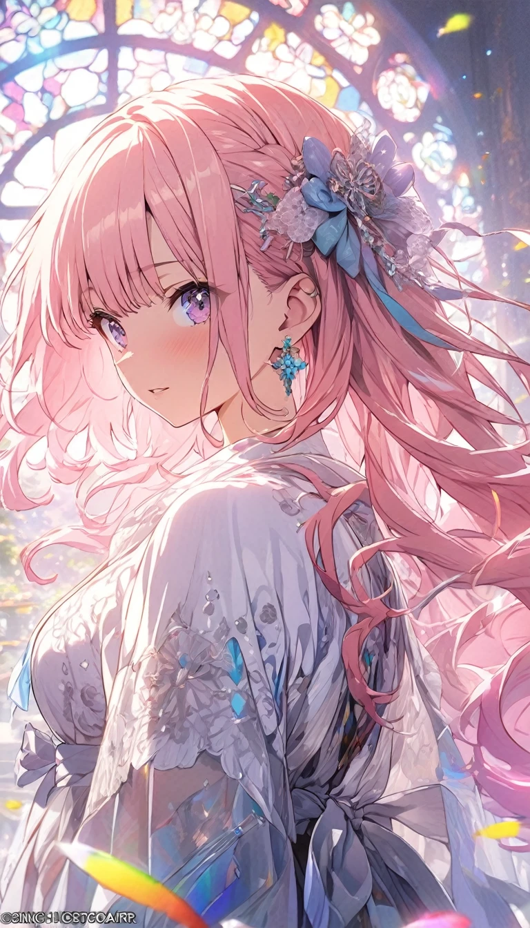 (masterpiece, Highest quality, Highest quality,Official Art, beautifully、aesthetic:1.2),(1 Girl:1.3), 1 Girl BREAK stained glass art, Colored Glass, Lead wire, Light transmission BREAK Vivid colors, Intricate Design, Glowing effect, Spiritual atmosphere、(Beautiful Anime)