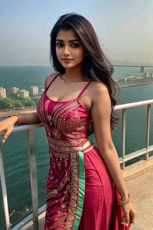 Realastic beutiful thin indian adult girl in panjabi dress in marine drive mumbai
