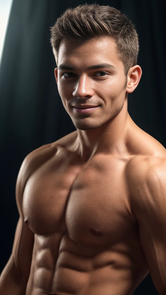 (RAW photo :1.2), (verisimilitude :1.4), (pure background), casual male, posing with a smile at the screen, very detailed eyes and face, Super detailed, High resolution, very detailed, best quality, masterpiece, 8k, amazing, fine detail, soft lighting