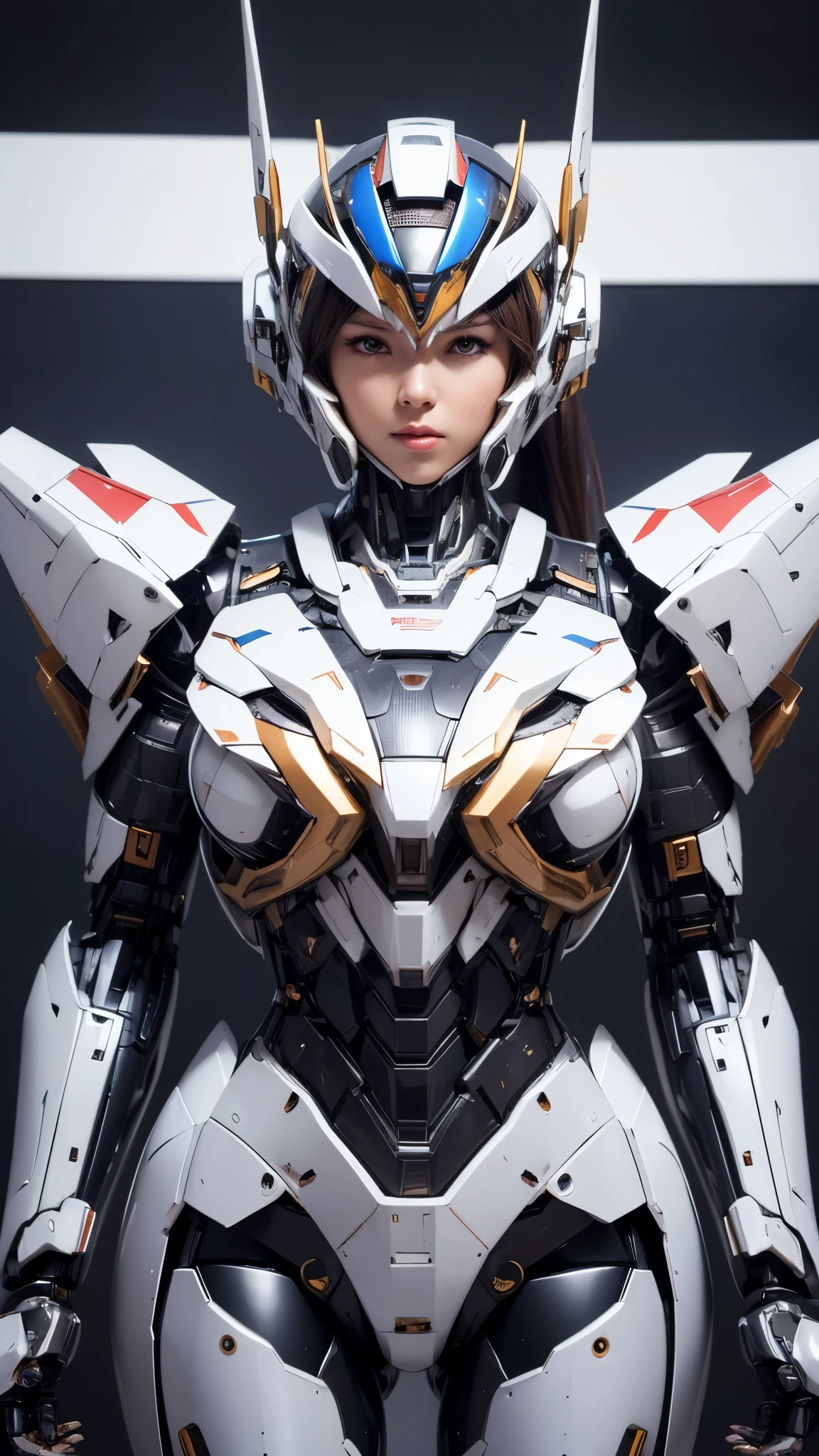 Textured skin, Super Detail, high details, High quality, Best Quality, hight resolution, 1080p, hard disk, Beautiful,(Super Heroine),(Mecha Queen),Oppai Missile,beautiful cyborg woman,Mecha Cyborg Girl,Battle Mode,Girl with a Mecha Body,She wears a battle cyborg mech with a weapon,Fulll body Shot