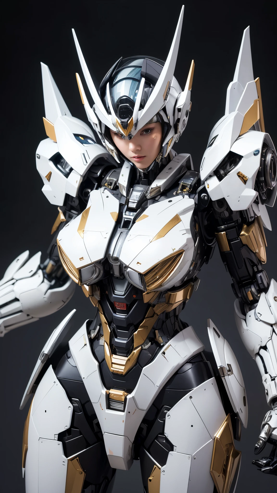 Textured skin, Super Detail, high details, High quality, Best Quality, hight resolution, 1080p, hard disk, Beautiful,(Super Heroine),(Mecha Queen),Oppai Missile,beautiful cyborg woman,Mecha Cyborg Girl,Battle Mode,Girl with a Mecha Body,She wears a battle cyborg mech with a weapon,Fulll body Shot