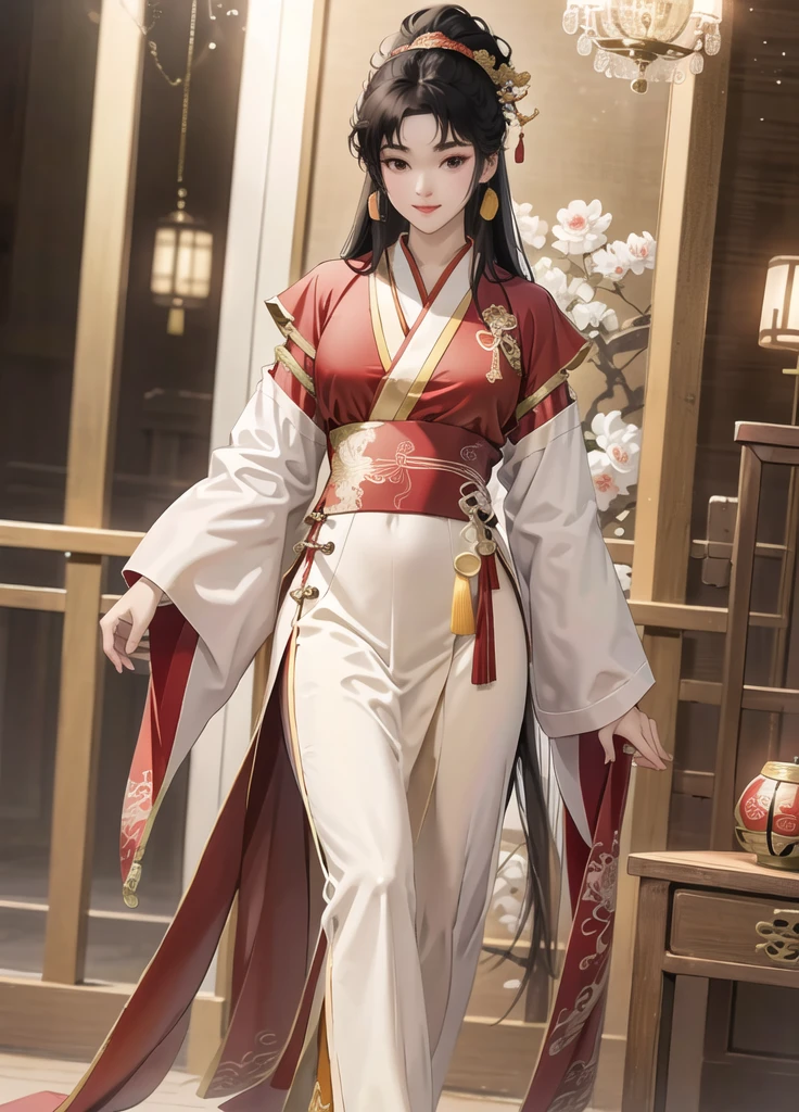one-girl， Ancient Chinese clothing，Wolfberry-like hairpin，ชุดสีขาวยาว ,กระโปรงยาว , ผ้าจำนวนมาก
