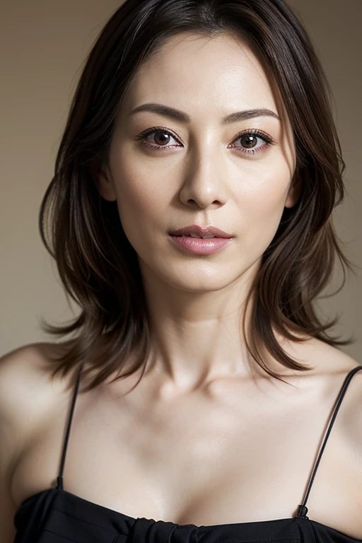 (Realistic, photo-Realistic:1.4), (Highest quality, masterpiece:1.2), RAW Photos, High resolution, Intricate details, very , Awards, Portraiture, Face Focus, alone, Beautiful 35 year old Japanese actress, Beautiful Eyes, Edge Orgasm, Pale skin, Fine skin,suit, Anatomically correct, 