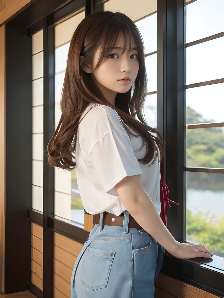 ((highest quality, 8K, masterpiece :1.3)), Beautiful Japanese girl in her early teens、Sentai heroine's pink costume、Being captured by the enemy、Glaring at the enemy