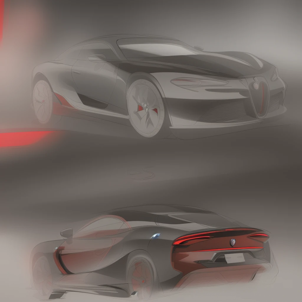 Hypercar sketch combining the aesthetics of an Alfa Romeo, a Bugatti Chiron and a Ferrari 812 Superfast