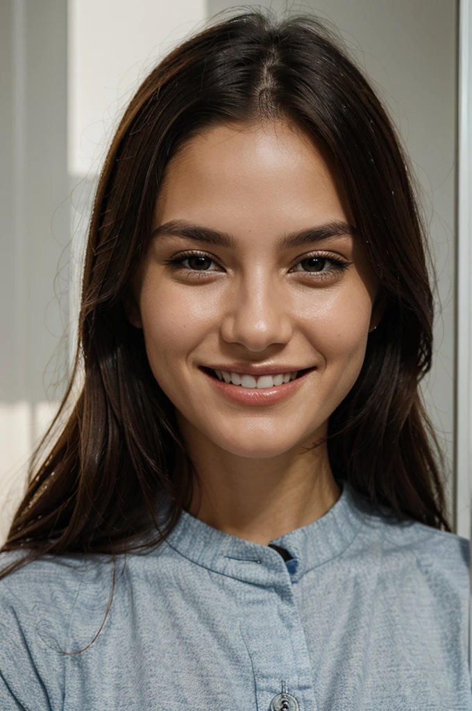 Detail, smile, clean face