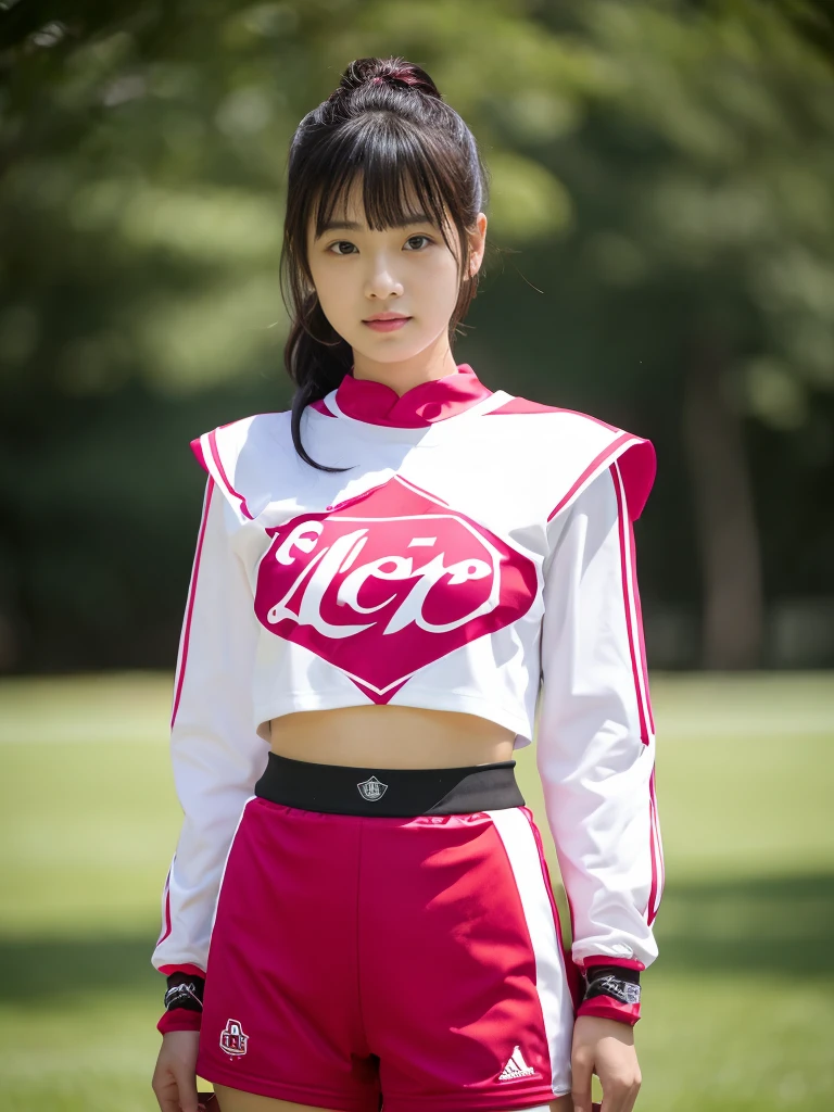 ((highest quality, 8K, masterpiece :1.3)), Beautiful Japanese girl in her early teens、power rangers pink costume、Being captured by the enemy、Glaring at the enemy