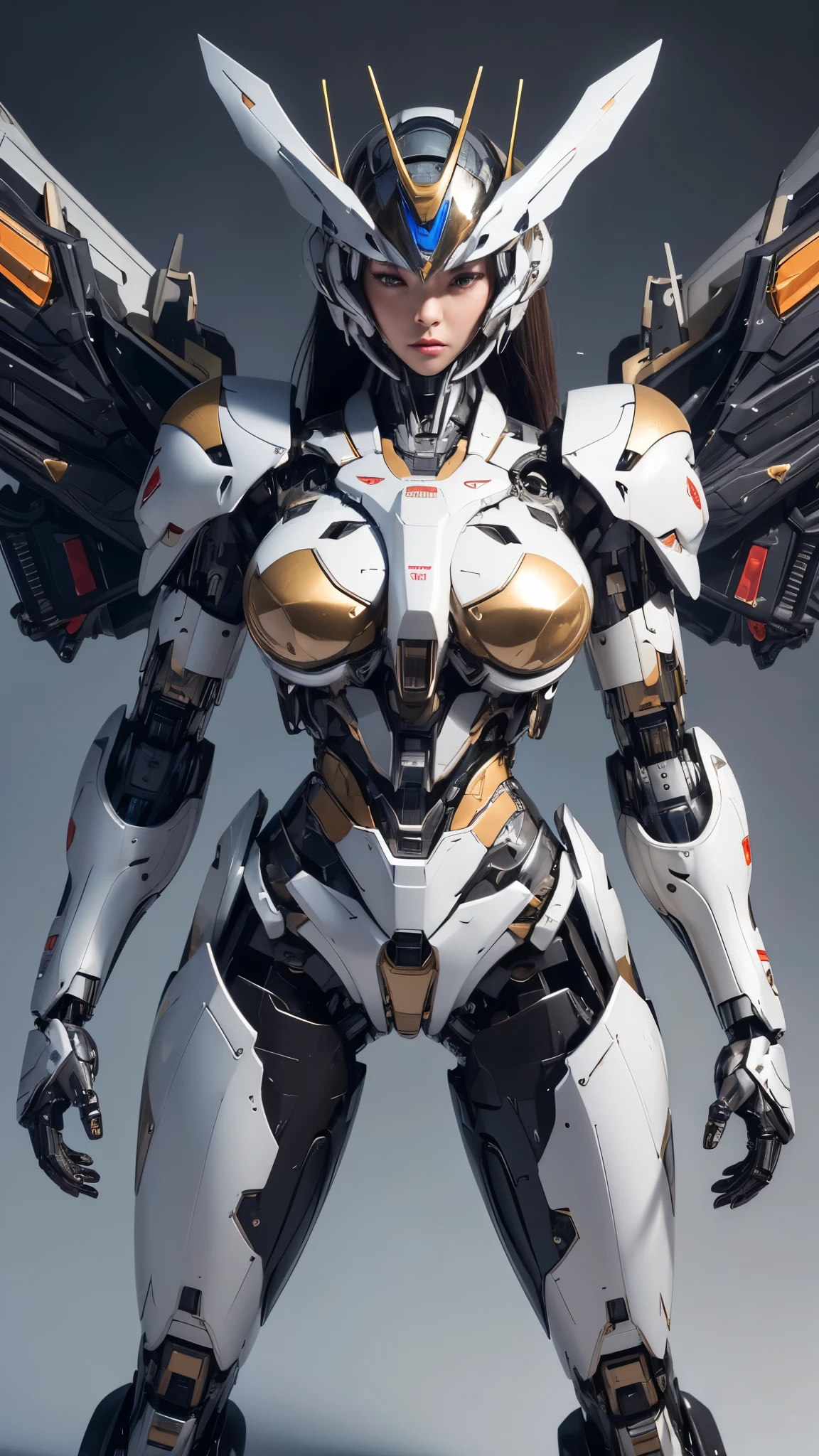 Textured skin, Super Detail, high details, High quality, Best Quality, hight resolution, 1080p, hard disk, Beautiful,(Super Heroine),(Mecha Queen),Oppai Missile,beautiful cyborg woman,Mecha Cyborg Girl,Battle Mode,Girl with a Mecha Body,She wears a battle cyborg mech with a weapon,Fulll body Shot