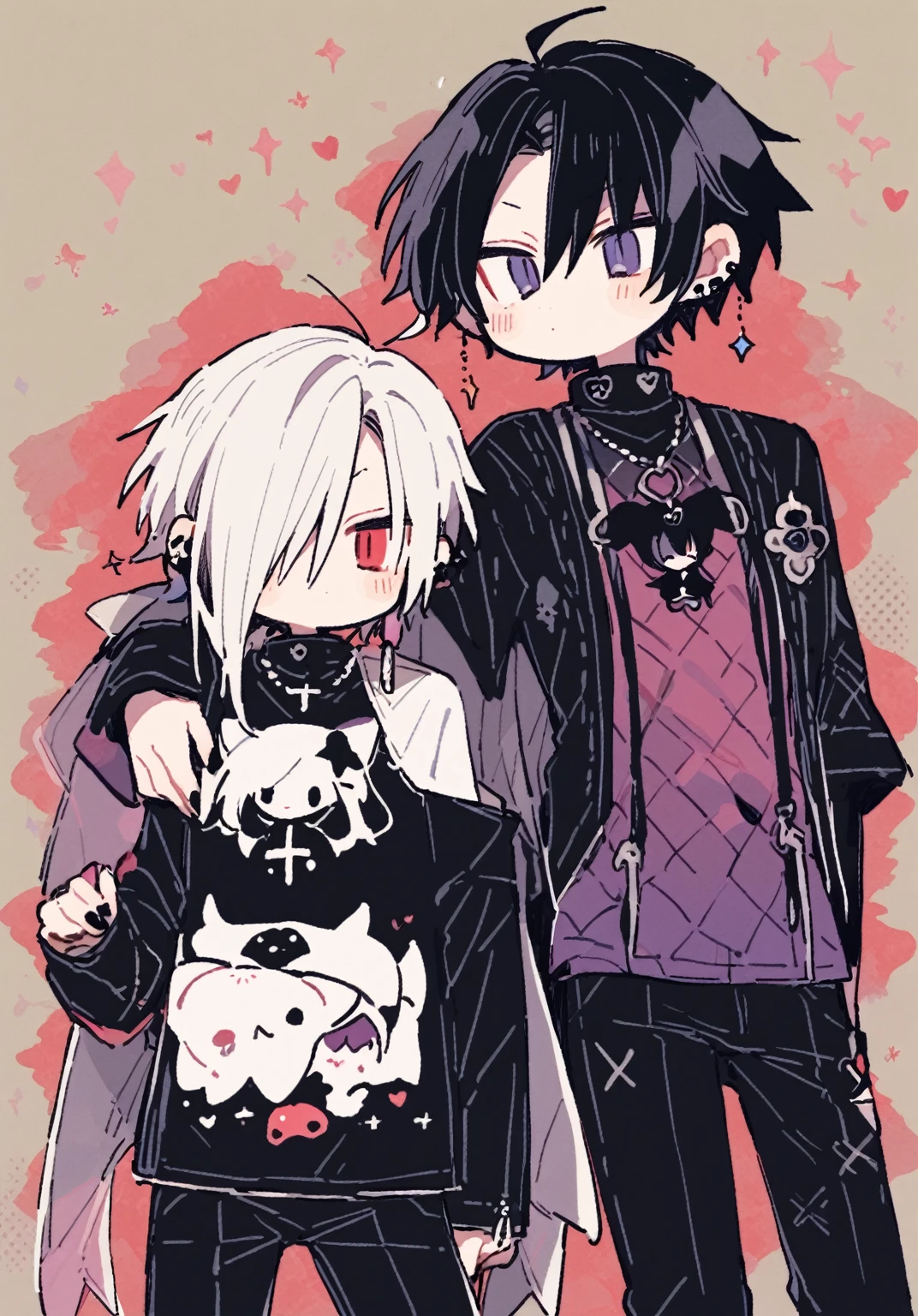 tegaki chibi 2boys gay male relationship Gothic