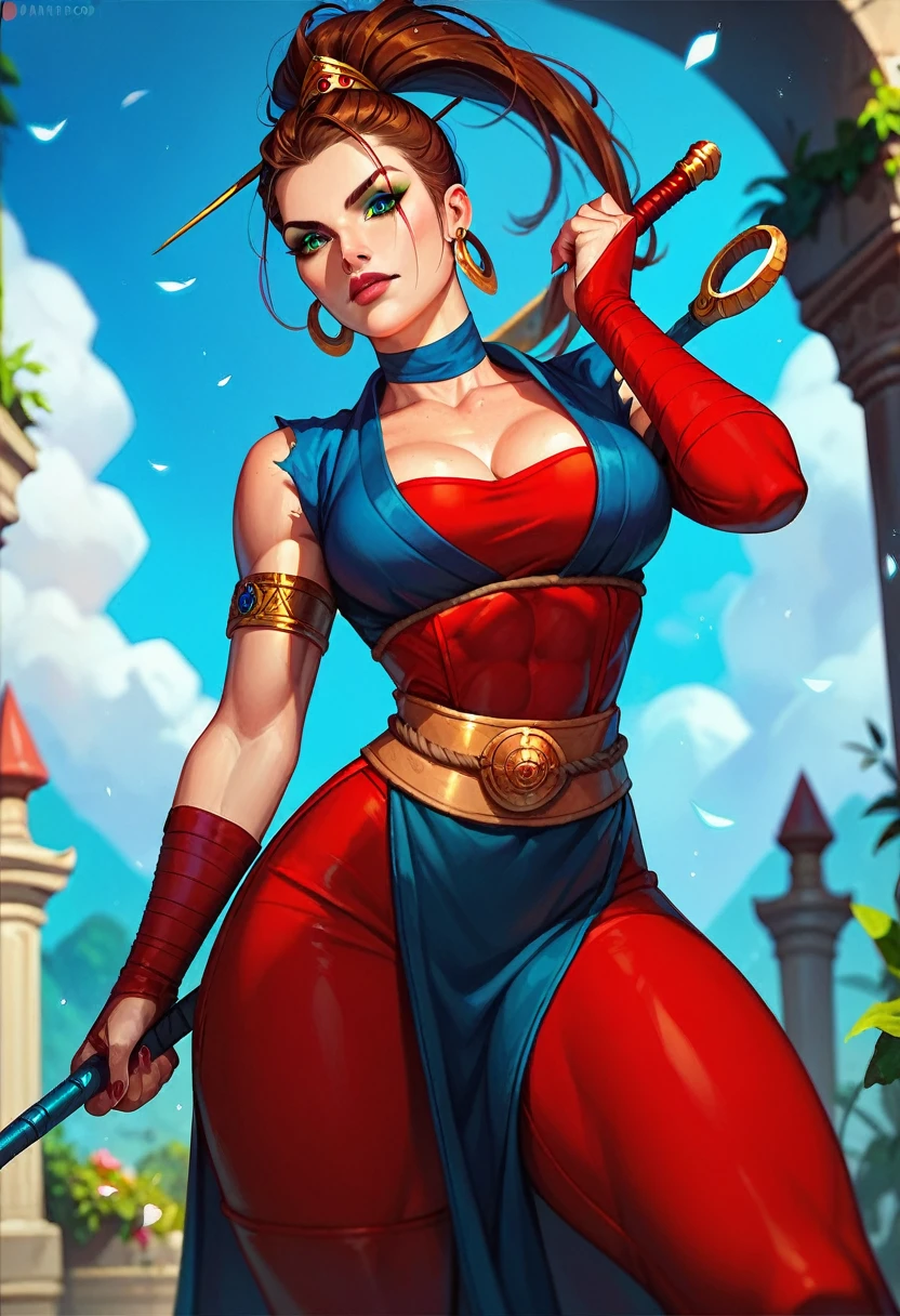 solo female, older female, amazoness, female barbarian, warrior queen, kunoichi, female ninja, femme fatale spy. narrow small waist, hyoer thick thighs, big calves
