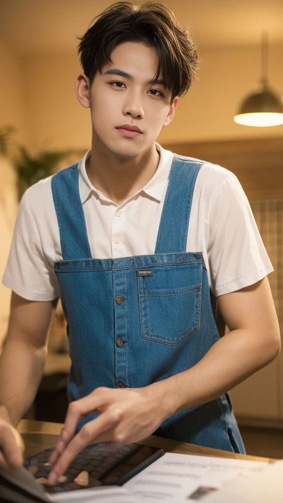(RAW photo :1.2), (verisimilitude :1.4), casual male, posing at the screen with a smile, very detailed eyes and face, super detailed, high resolution, very detailed, best quality, masterpiece, 8k, amazing, fine detail, soft lighting