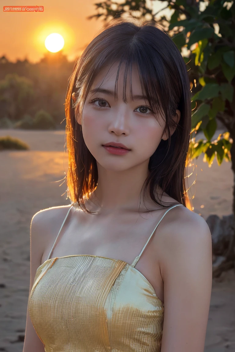 (Highest quality:1.4),(masterpiece:1.4),(Realistic:1.4),(Realistic:1.2),(超High resolution, RAW Photos:1.4),(High resolution, Super detailed:1.2),(8K:1.2),Movie Photos,a photo of a dark-haired,One Girl,alone,wear ,((China dress))、((Upper Body:1.3)),((Sunrise Time/Sunrise time/sunrise time:1.3))