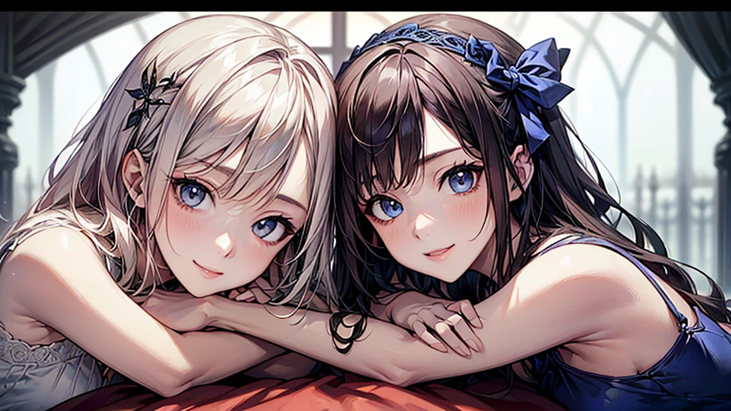 ((Biologically correct limb count))、((whole body including face))、4K、Masterpiece、((Focus on the face))、((Symmetrical, well-proportioned facial features))、Eyes with delicate depictions、(((One beautiful woman)))、Outstanding style、Slender Body、((Headband、Gothic Lolita、Blue Dress、(High heels)))、(smile）、(Close-up photo of the upper body）、High angle、Look Up、Photo with white border、looking at the camera、Strike a sexy pose for the camera