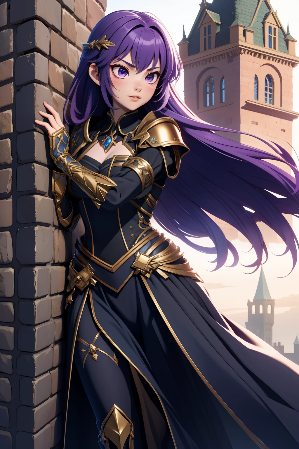 Reiko Korina Sword Princess in a Stunning 3D PNG — s2
— Masterpiece of Top-Quality Artwork
— Ultra-Detailed CG Unity 8K Wallpaper
— Erfectly Depicting the Extremely Detailed Character
— Ultra-realistic 8kCG with Exquisite Facial Features
— The Perfect Female Figure with Dramatic Shadows
— Reiko, the Sword Princess, stands majestically, leaning against a towering castle wall.
— Her lithe silhouette, clad in a delicate yet strong armor, shines with the gleam of polished steel.
— Her sharp