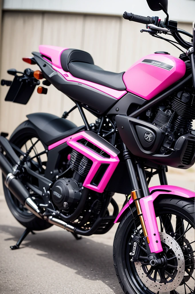 create a modern black model kwasaki motorcycle with metallic pink decorative threads