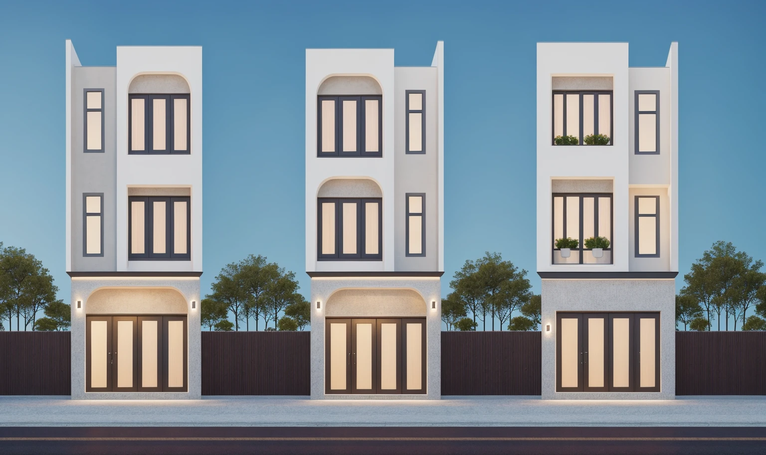 PLATFORM KTHOUSE, 1 mordenhouse,1large yard, 1 road runs in front of the house, (RAW photo, real, best quality, masterpiece:1.2), look morden minimalist, 1 road in front of the house, dynamic lighting:1.3, (hyper realistic, photo-realistic:1.2), high quality, (dark lighting:1.2), perfect lighting, archdaily, no human, light at 12 noon, light in door:0,8, rollingd door:1.5