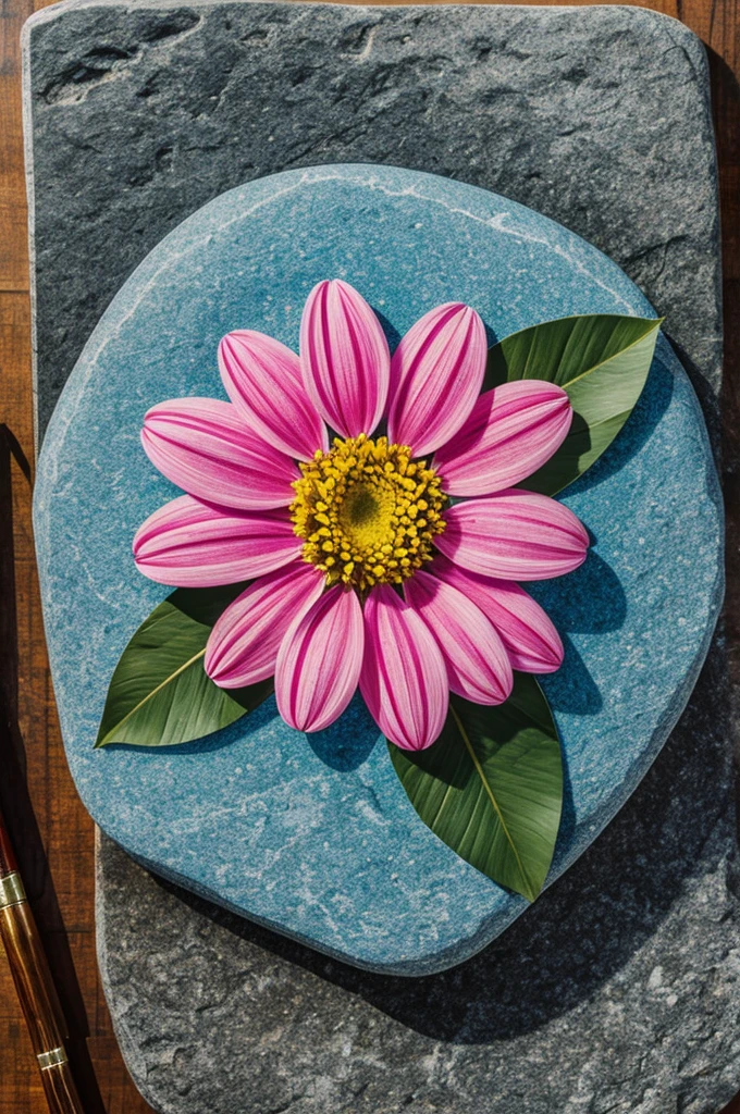 A painting of a flower on a rock book cover