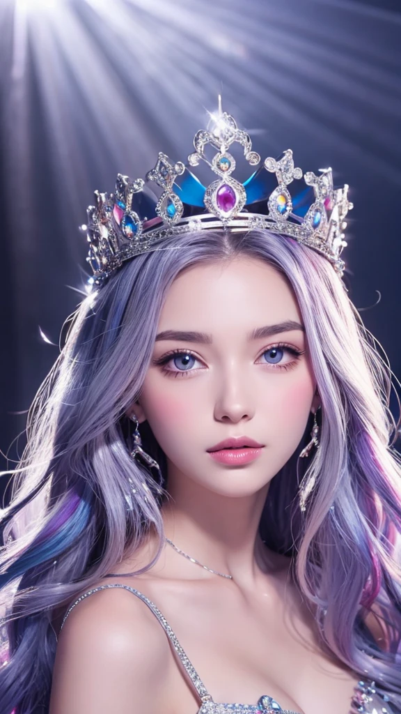 silver gorgeous colorful crown Animated