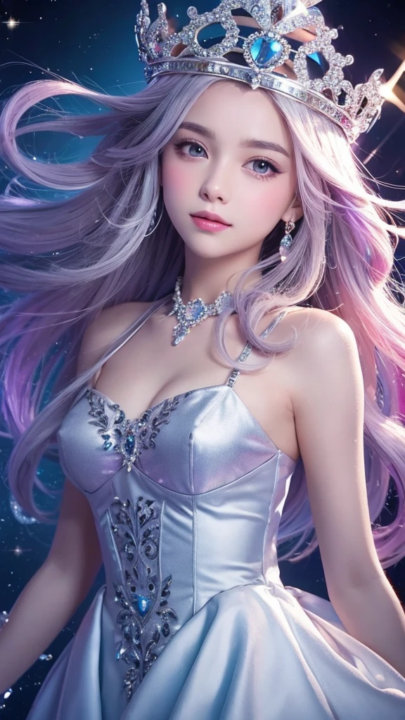 silver gorgeous colorful crown Animated