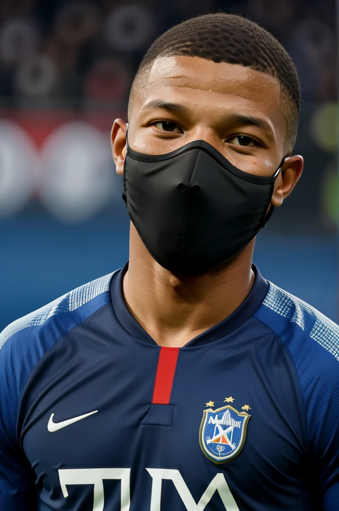 Kylian Mbappé wearing a ninja turtle mask