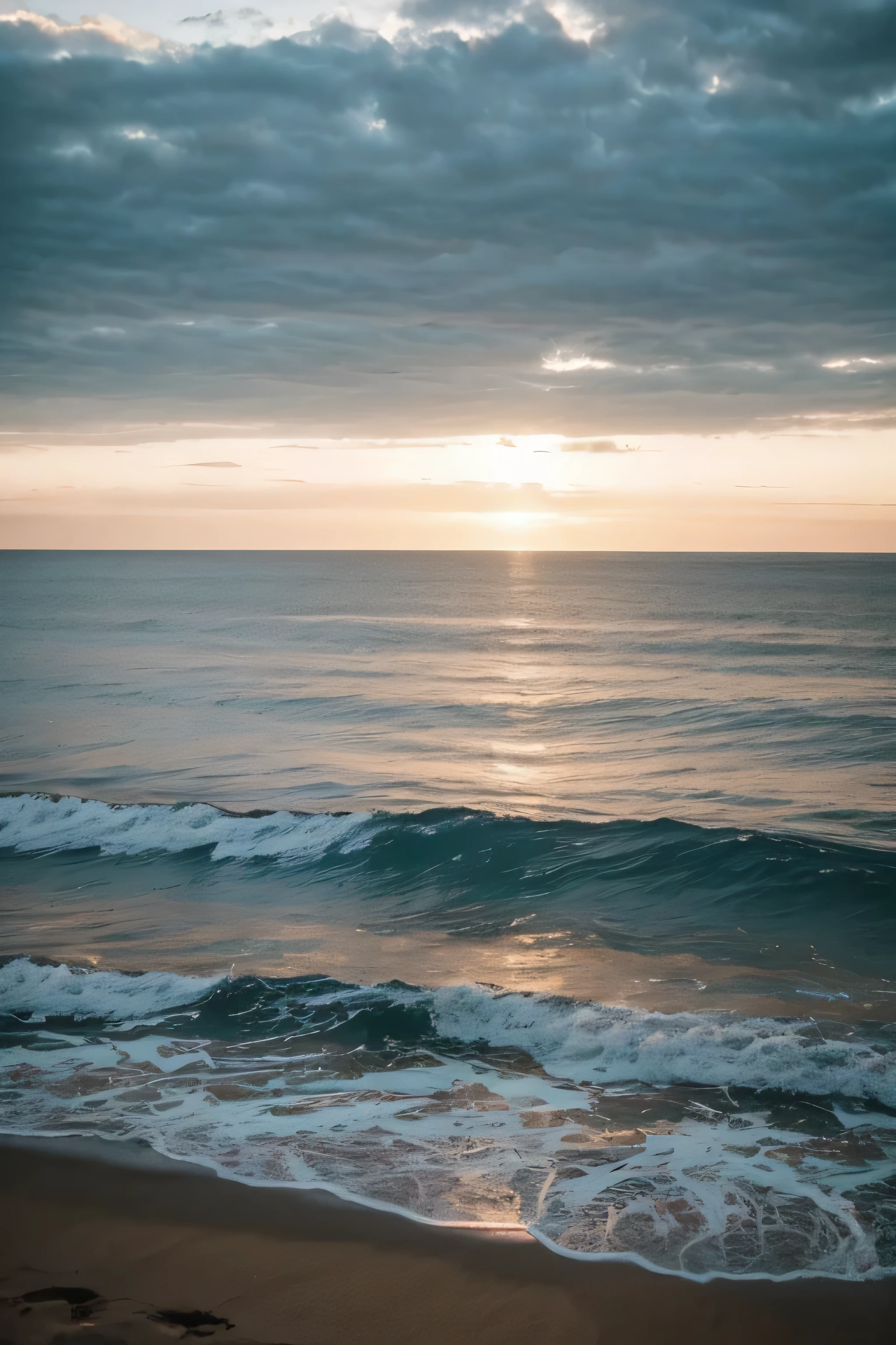 A photo of the sea. A nice, simple, random photo with low lighting and a very normal resolution. It was taken early in the day, 5 am. It looks like a normal, simple Instagram story. Very simple photo Looks like it was taken quickly.