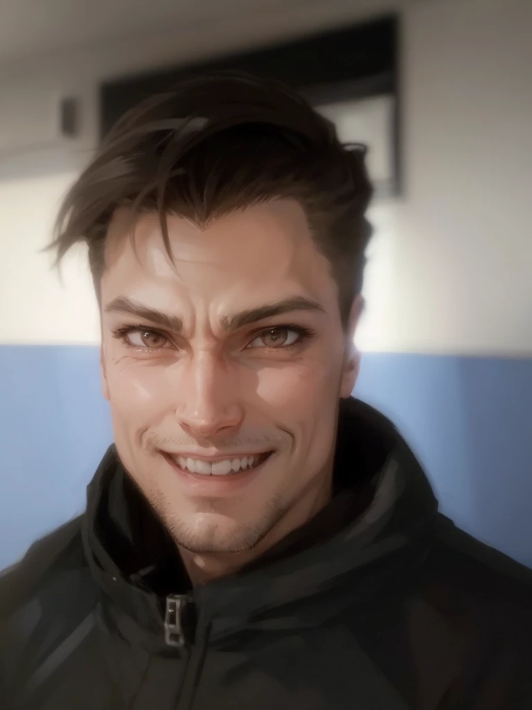 Portrait anime style, devilish smile
