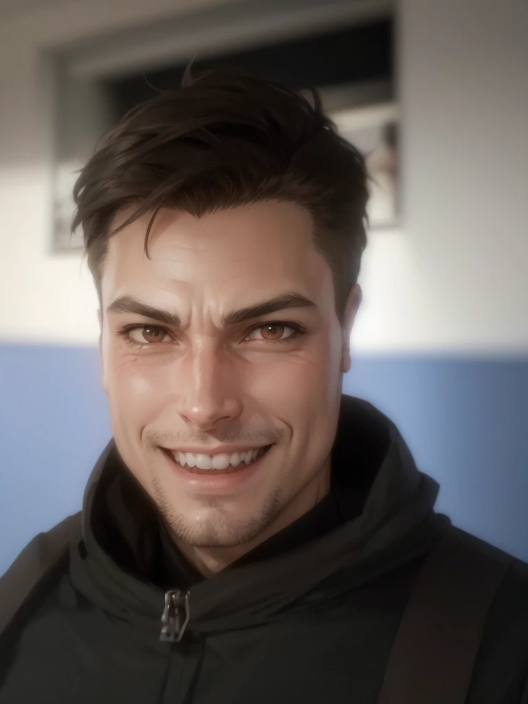 Portrait anime style, devilish smile