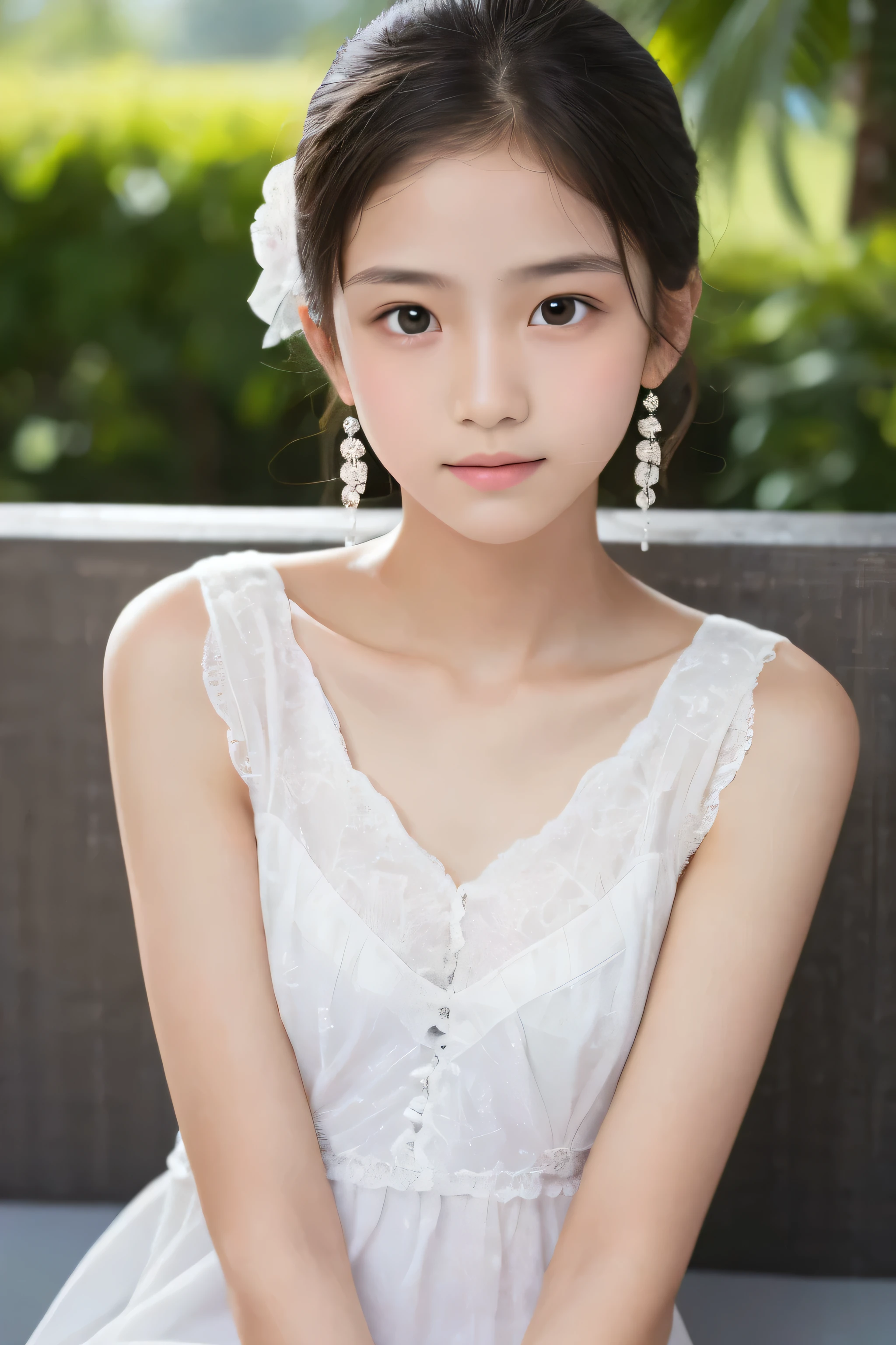 ((Highest quality)), ((Photo quality)), (detailed), Perfect Face,,Upper Body,Thin arms,White skin,