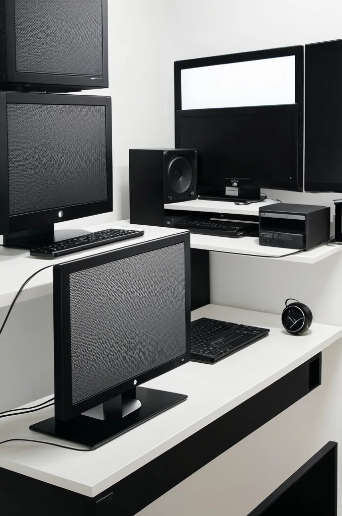 create minimalist computer futuristc black sozinho em um fundo branco