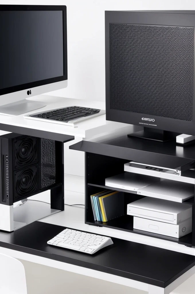 create minimalist computer futuristc black sozinho em um fundo branco