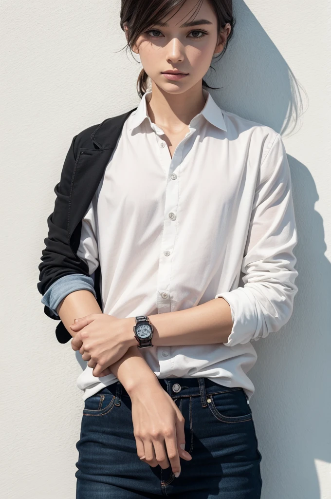 Wristwatch on a white wall